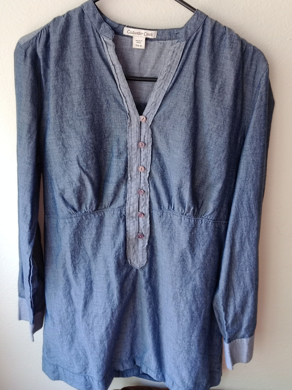 Coldwater Creek Blue Chambray Button Front Top - Picture 2 of 8